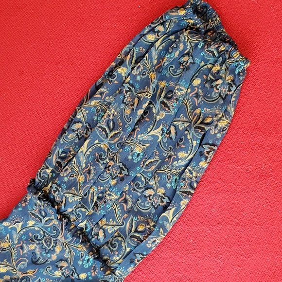 Gilli Blue long sleeve paisley print gold embellishment Med babydoll flirty - Picture 6 of 9